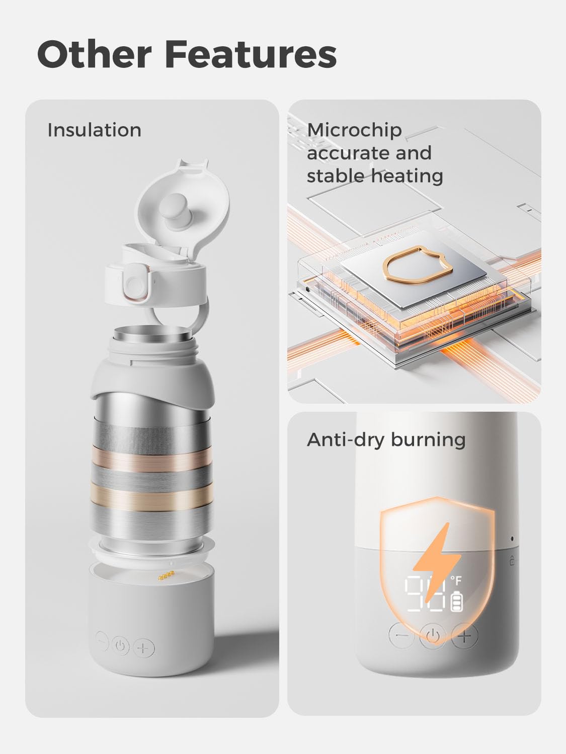BOLOLO wireless compatibility lets warm milk anywhere.