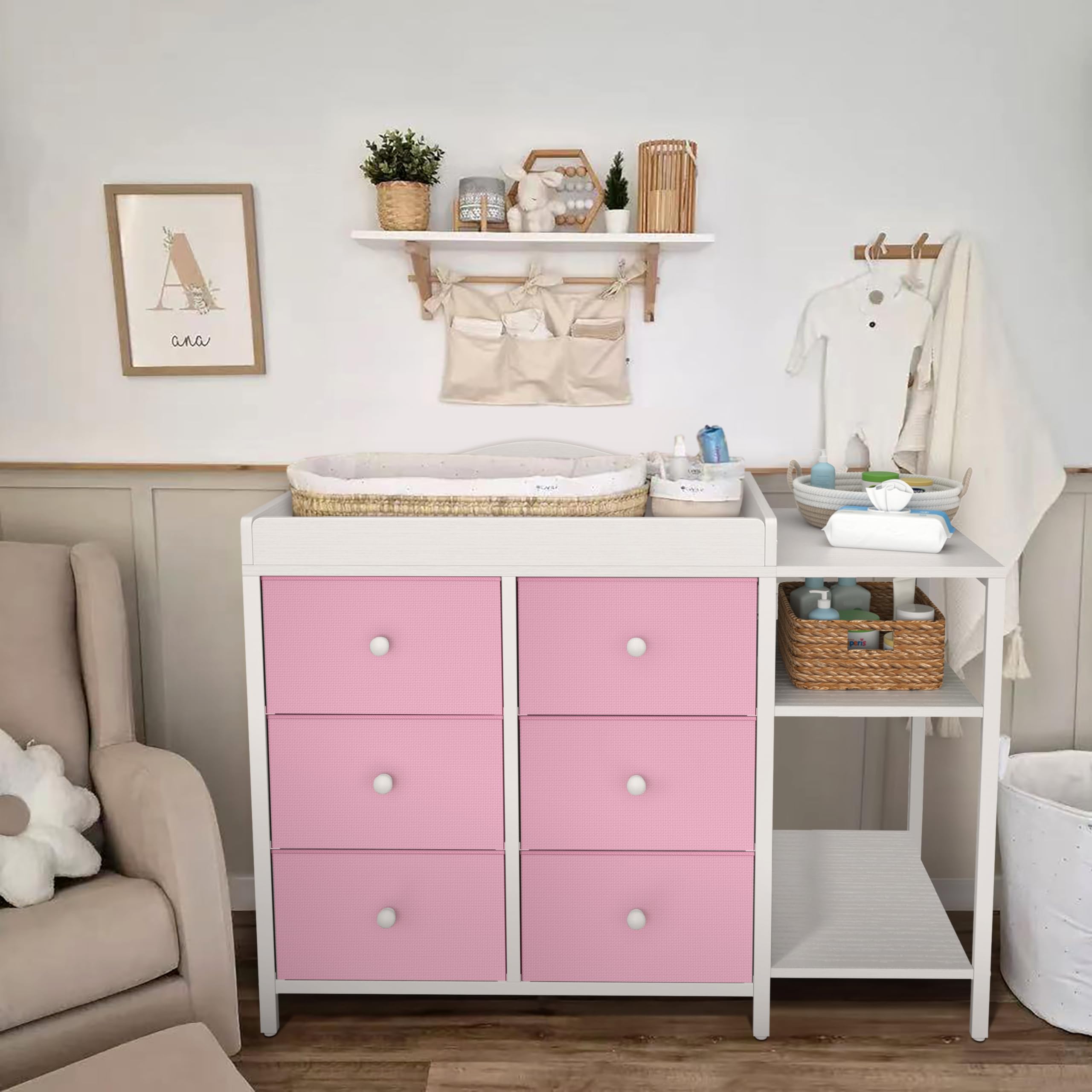 BOLUO adjustable feet protect floors and stabilize the dresser.