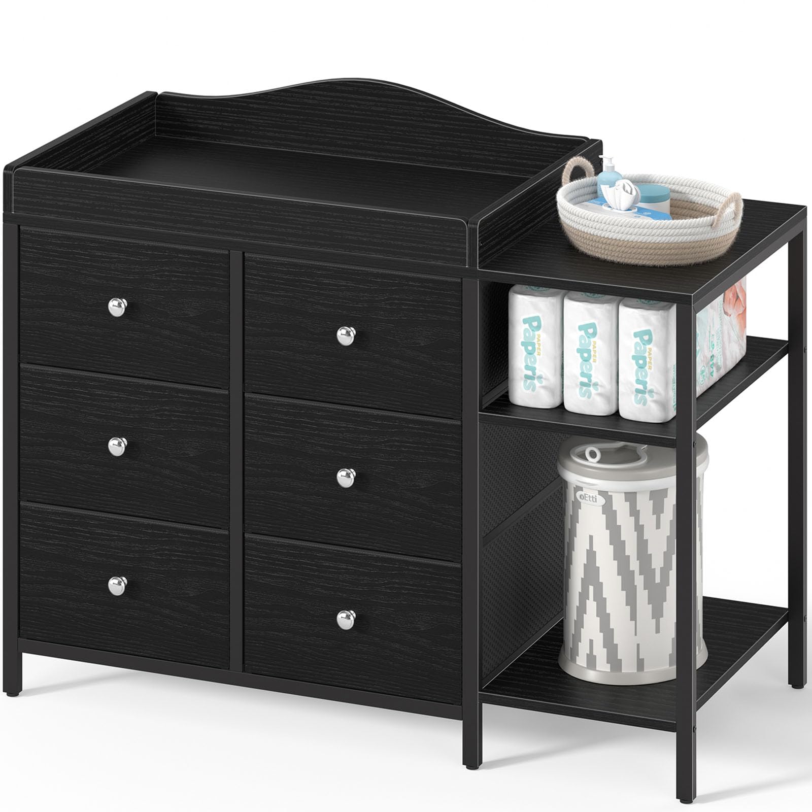 BOLUO baby dresser with changing top for convenient diaper changes.
