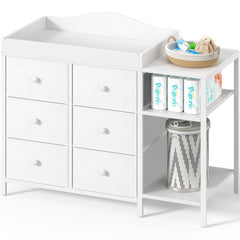 BOLUO baby dresser changing-top provides spacious diaper area for easy changes.