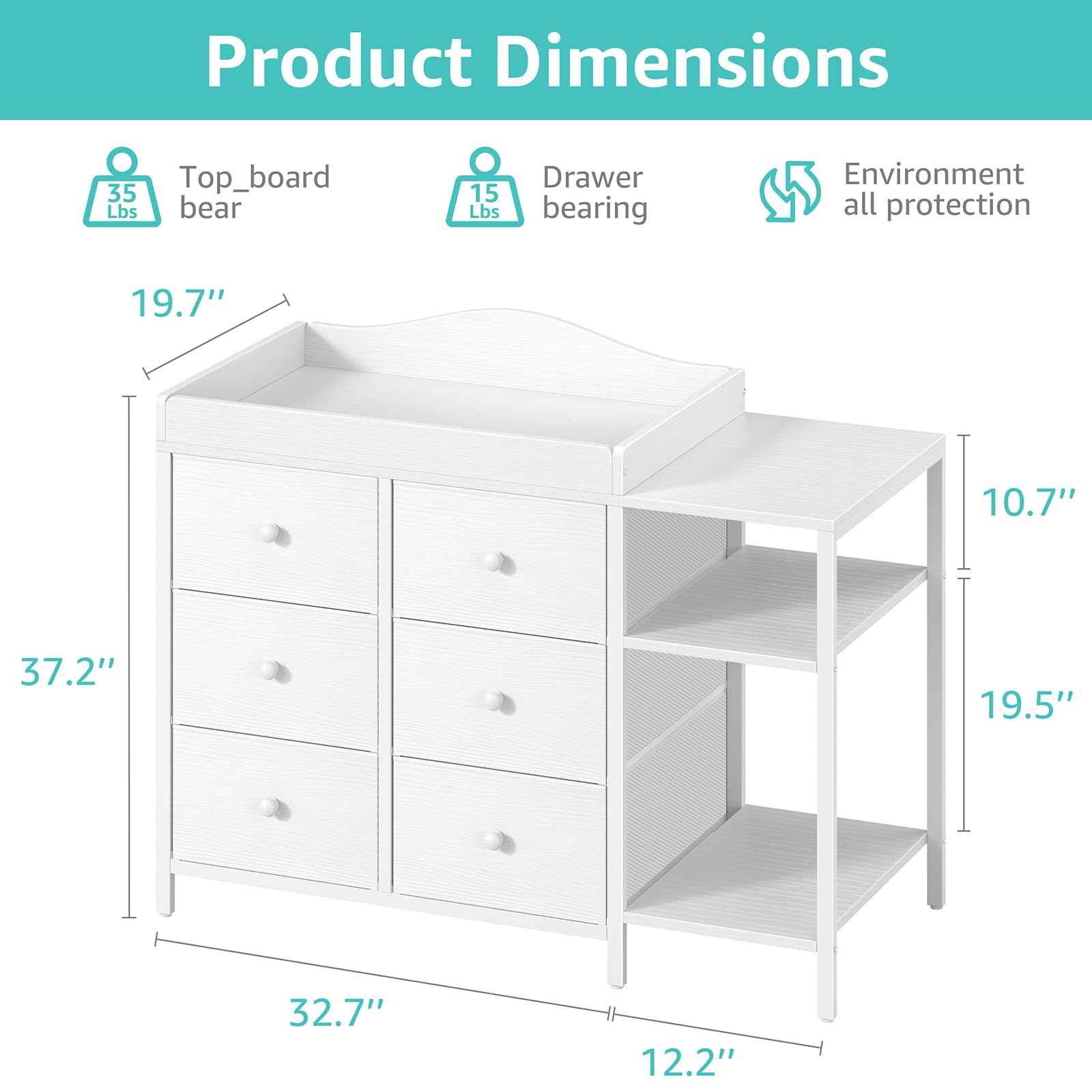 BOLUO dresser removable top offers flexible layout options.