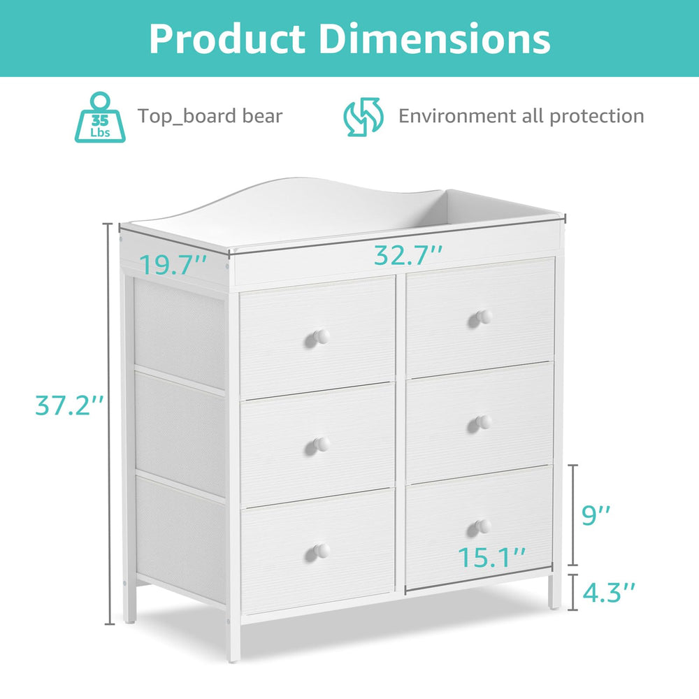 Close-up of fabric drawers on the BOLUO dresser for soft, accessible storage.