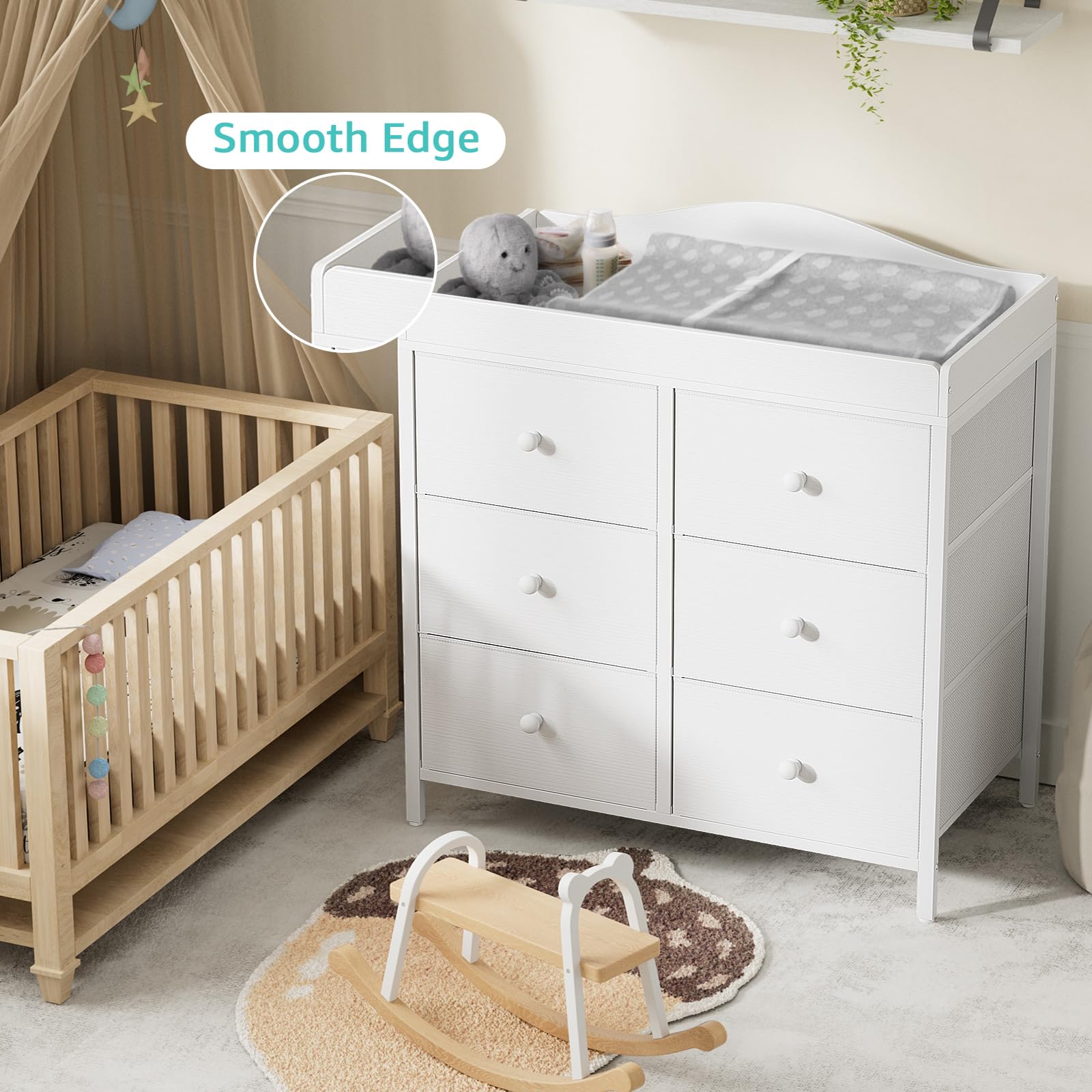 Lightweight design allows easy relocation of the BOLUO dresser.