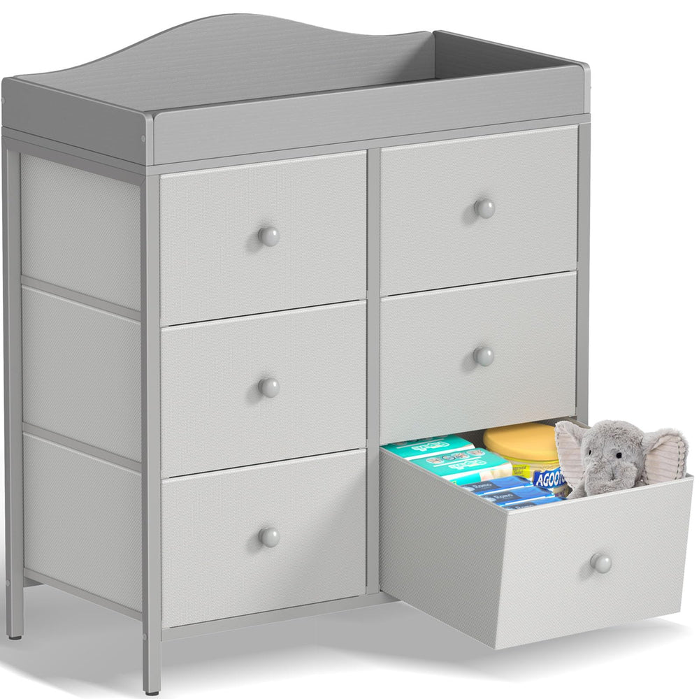 BOLUO changing table dresser overview showing organized nursery storage.