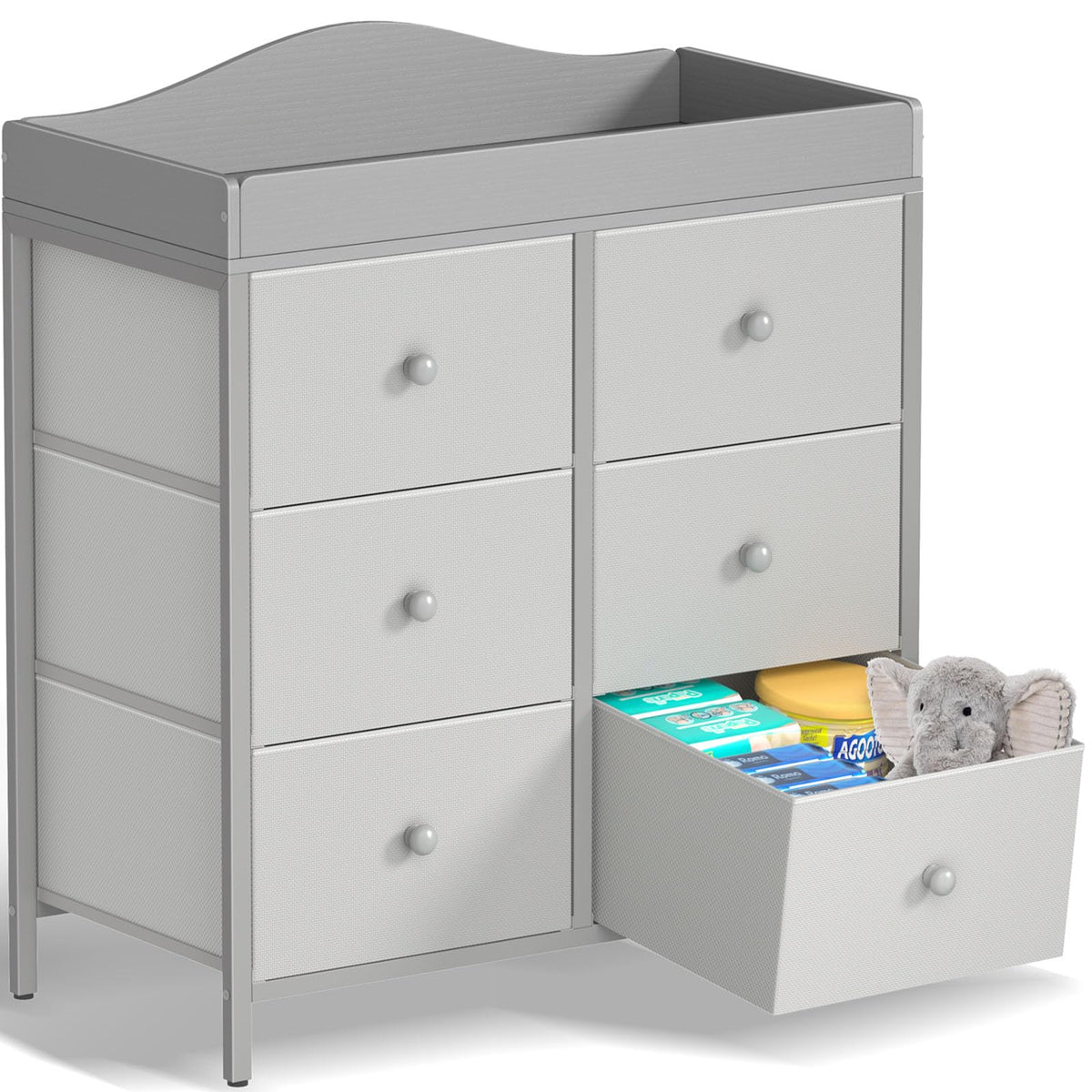 BOLUO changing table dresser overview showing organized nursery storage.