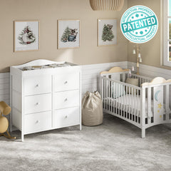Removable changing top adds versatility to the BOLUO dresser.