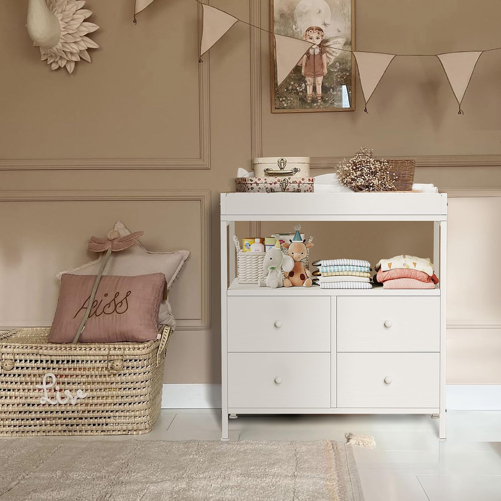 BOLUO four fabric drawers keep baby clothes neatly organized.