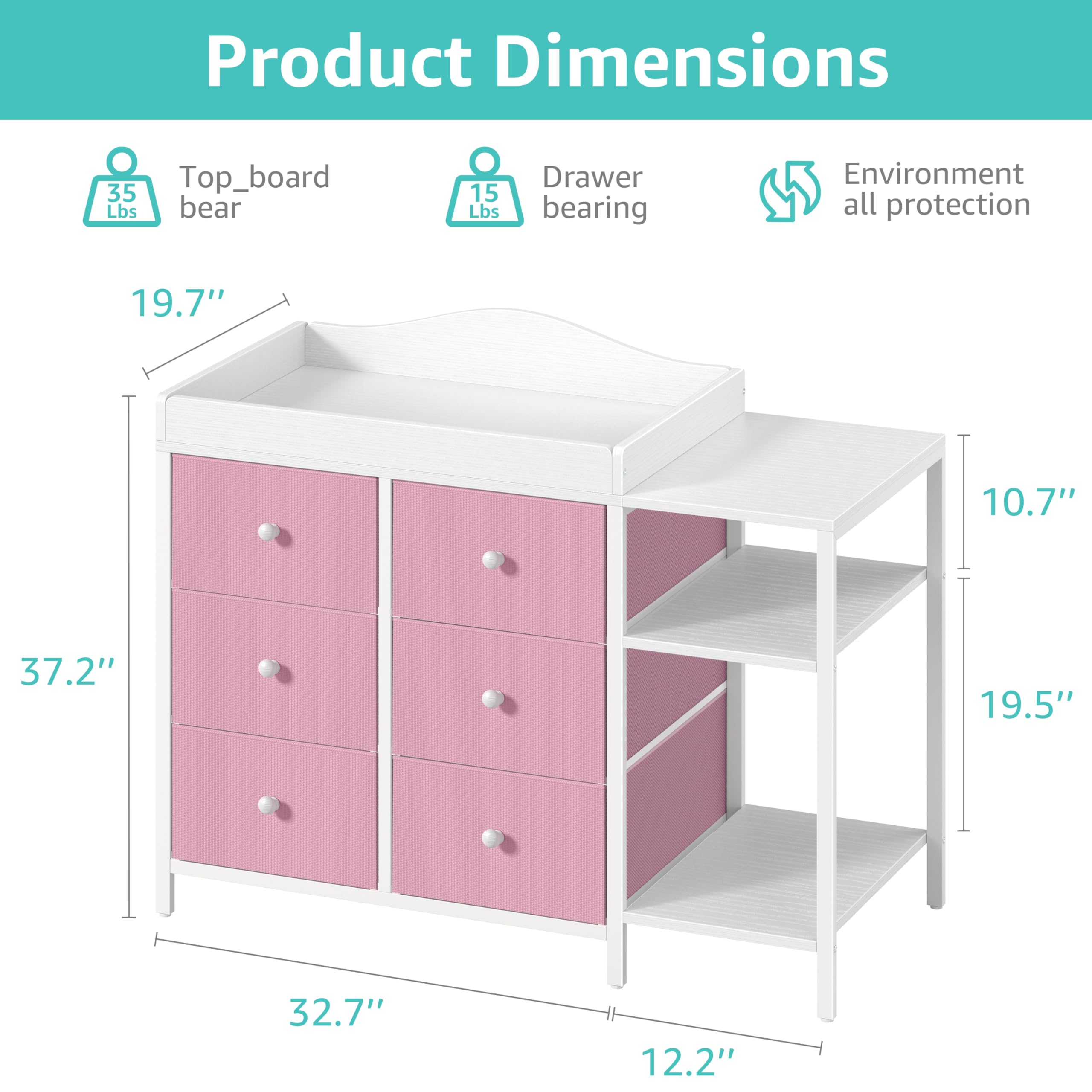 BOLUO ergonomic design eases daily diaper changes and reaching essentials.