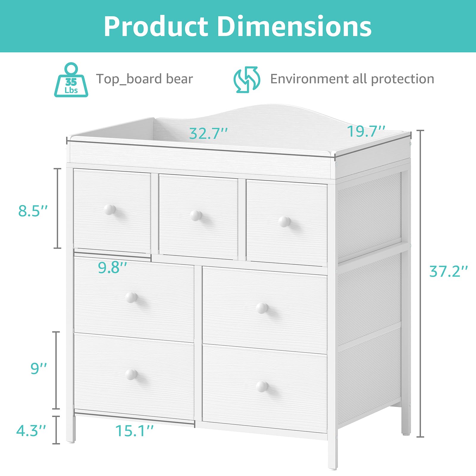 BOLUO large drawer storage keeps baby essentials within arm's reach