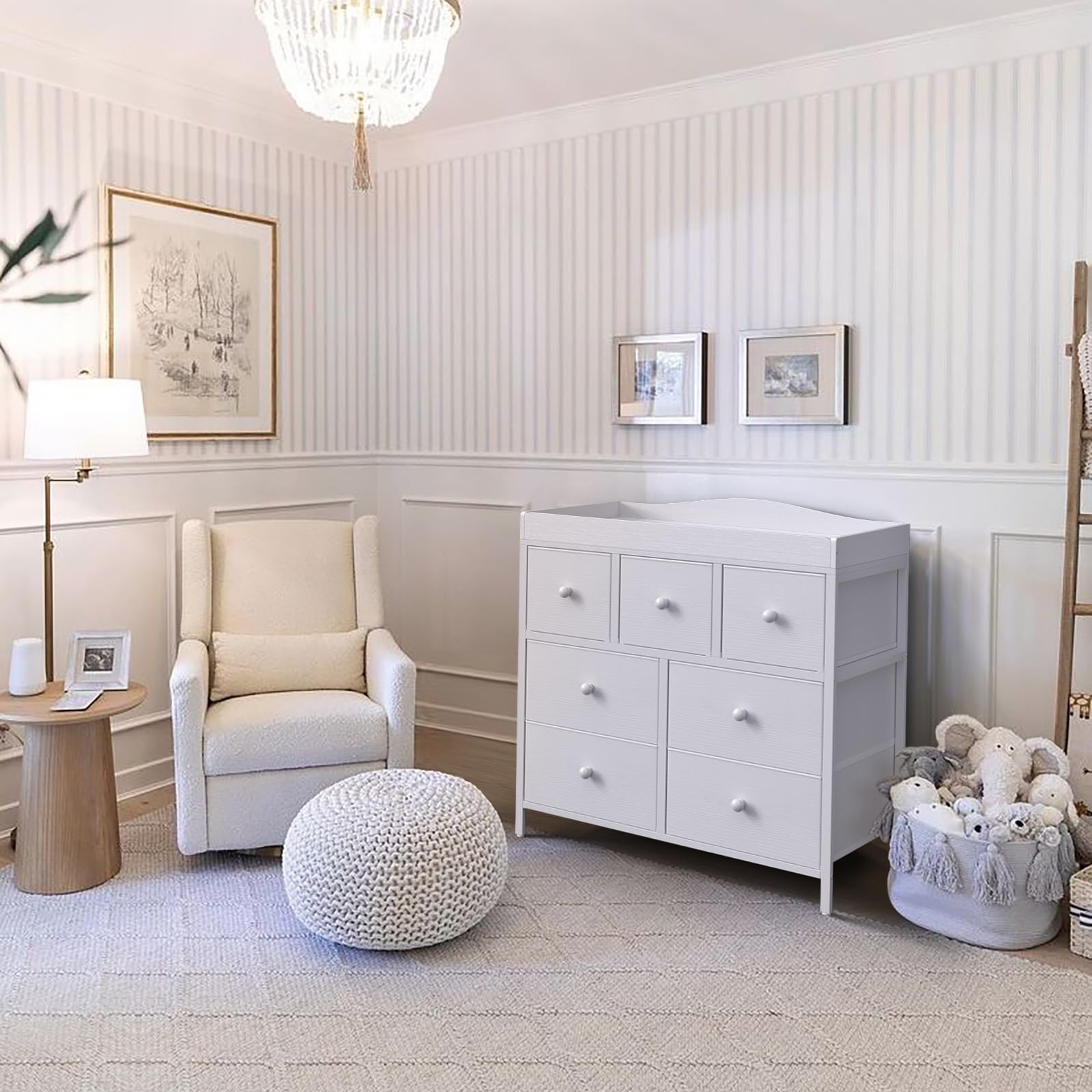 BOLUO nursery design complements modern decor and helps organize essentials