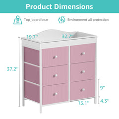 BOLUO nursery storage dresser in pink fits clothes and towels.