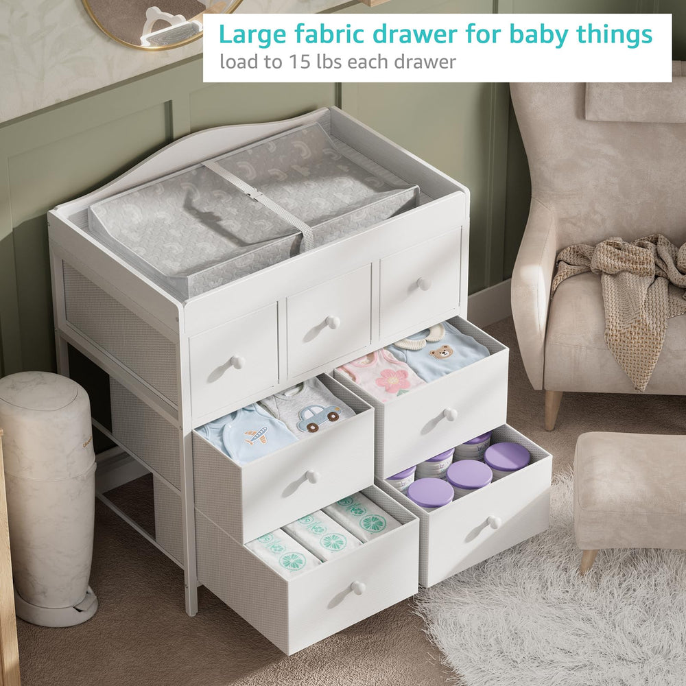 BOLUO removable changing top converts to standard dresser when not needed