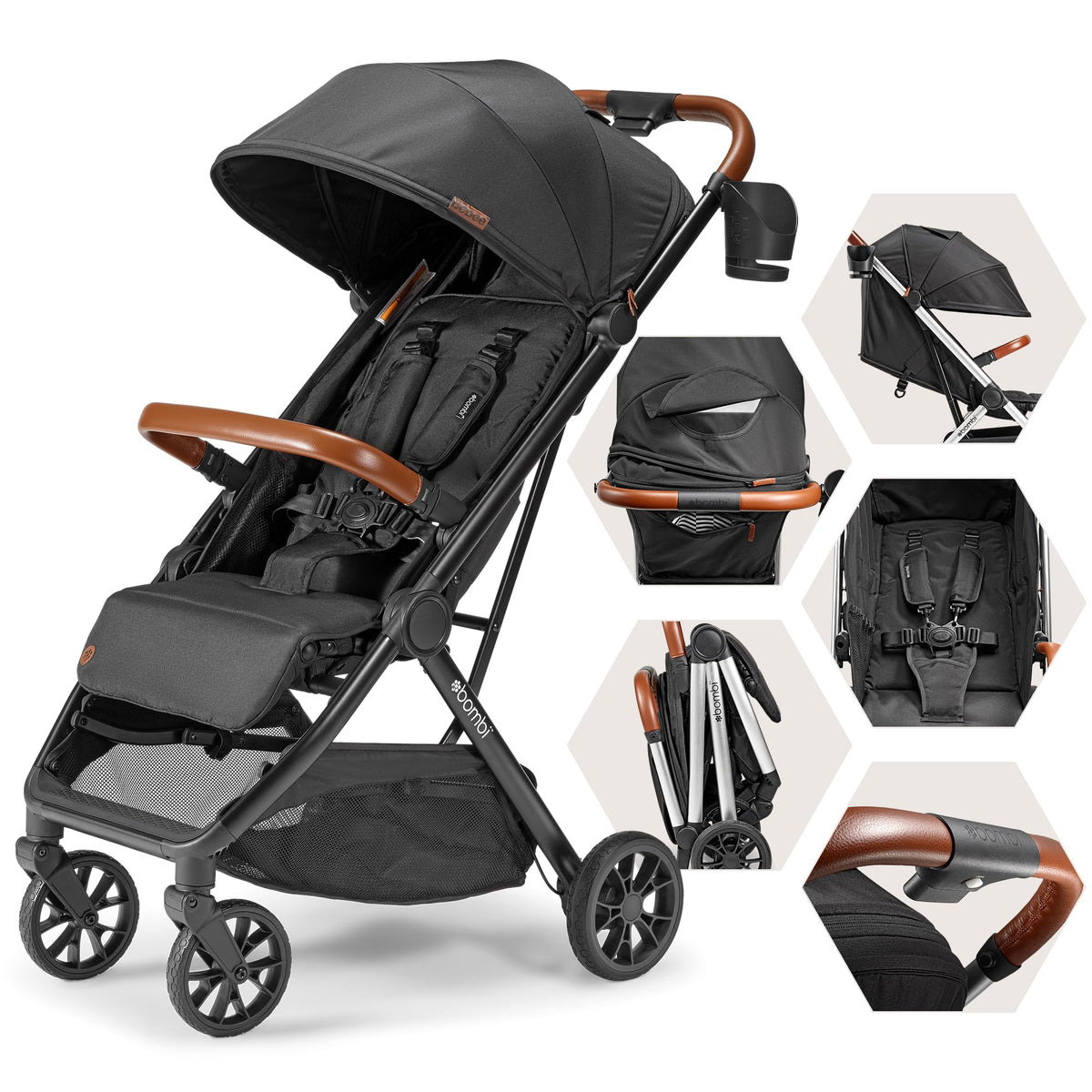Bombi Bebee V2 fold quick: easy one-handed collapse for on-the-go parents.