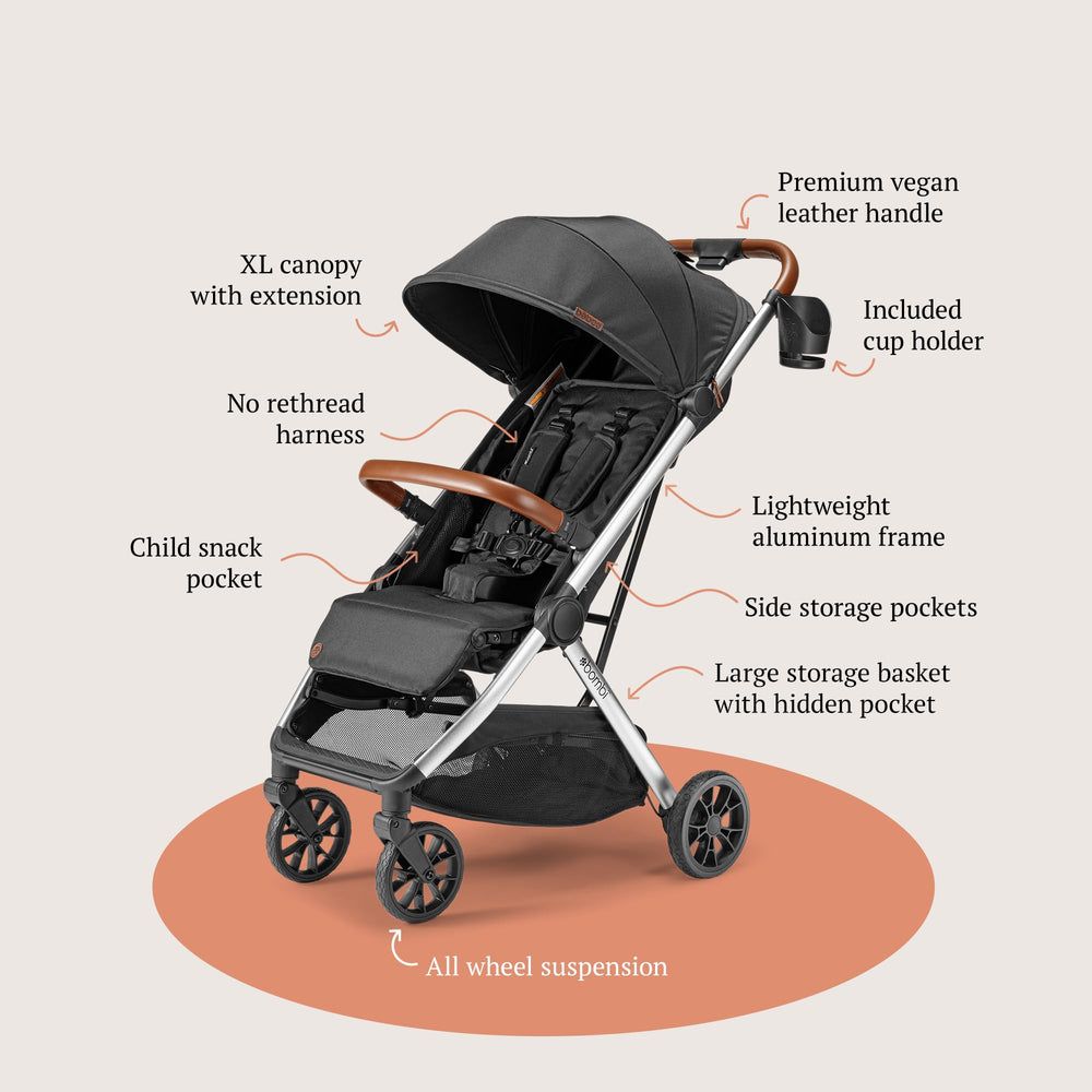 Bombi BeBee V2 travel-friendly fold fits trunks and overhead spaces