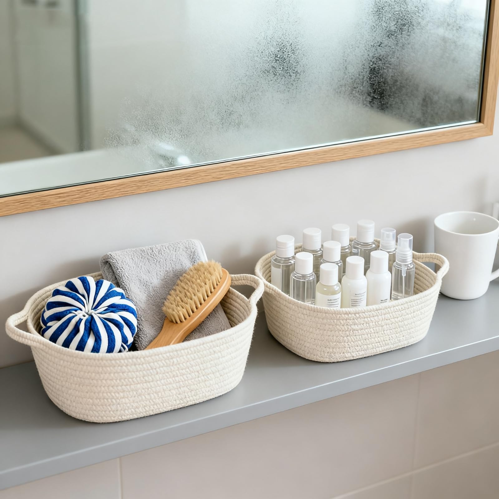 BOMINICA soft woven texture baskets, blends with décor while organizing items.