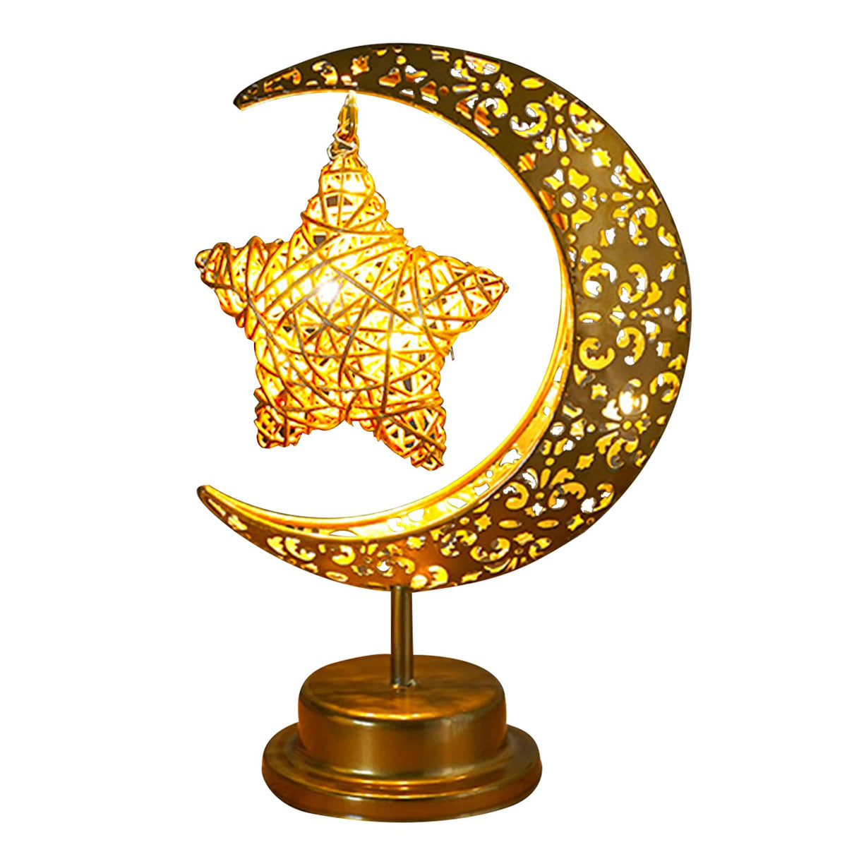 BomKra Half Moon Light with crescent base for Ramadan ambiance, wireless placement.