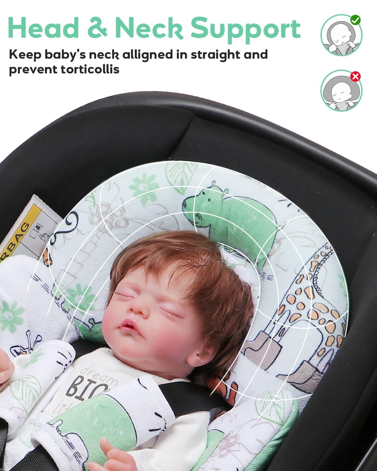 BOMOLOUR enhanced head and body support cushion for safer seating.