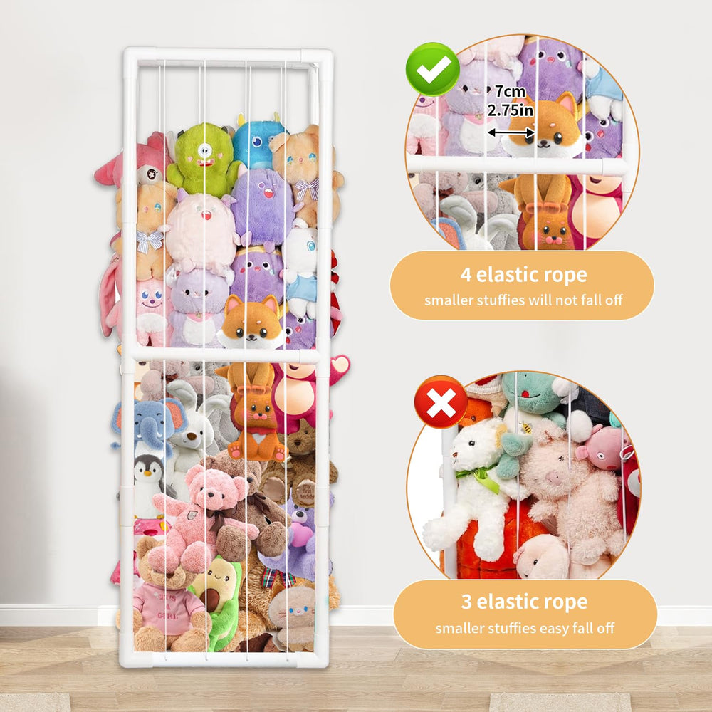 BomSaluka large-capacity unit stores dozens of plush toys neatly.