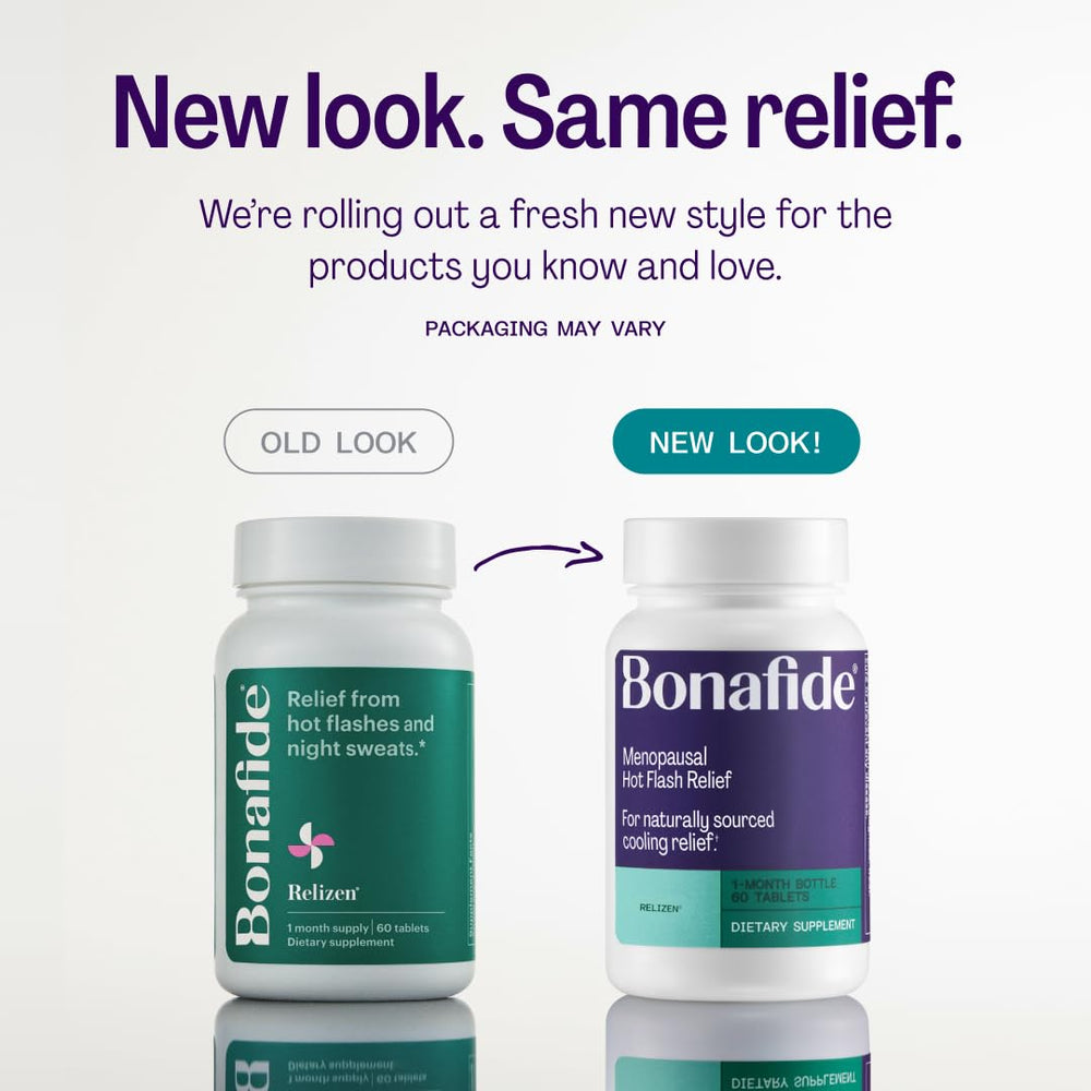 Close-up of Relizen tablets, a plant-based option for menopausal relief