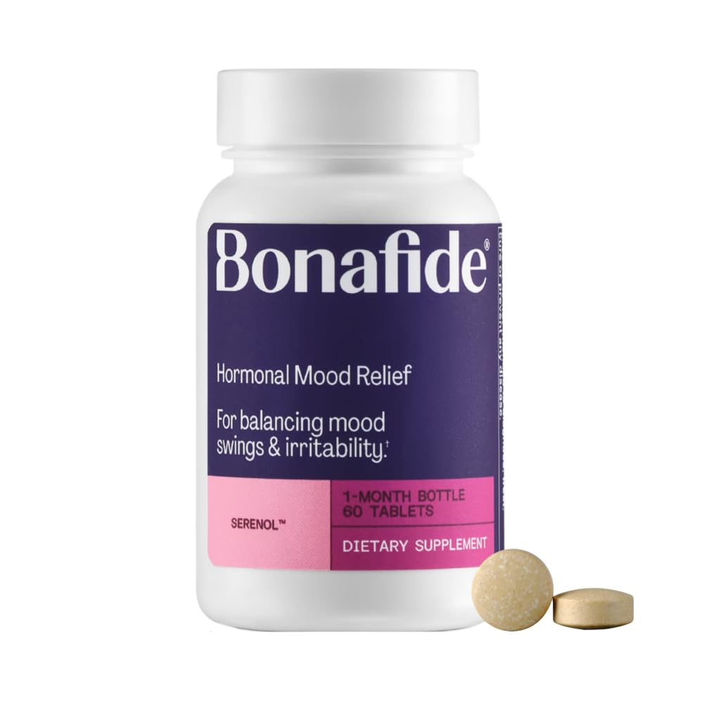 Bonafide Serenol bottle front with 60 capsules for mood support