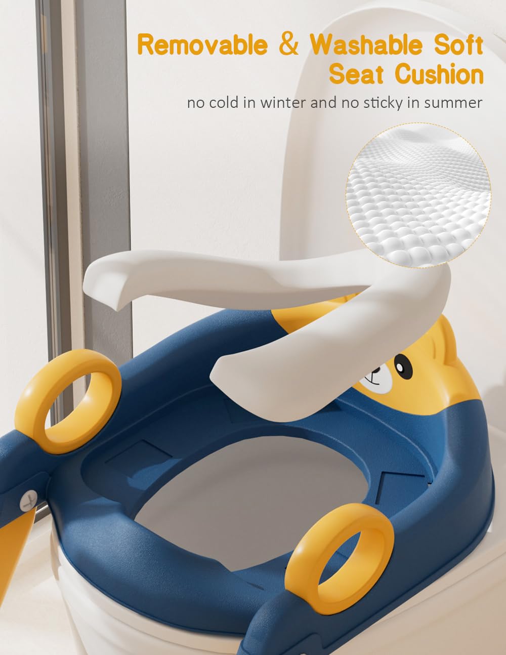 Bonbay anti-slip-pedal keeps the seat steady on the toilet.