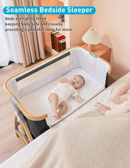 Bonbay bassinet on wheels enables smooth movement without waking baby