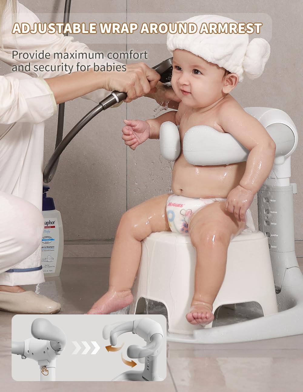 Bonbay bath stand with shower head holder for easy rinsing