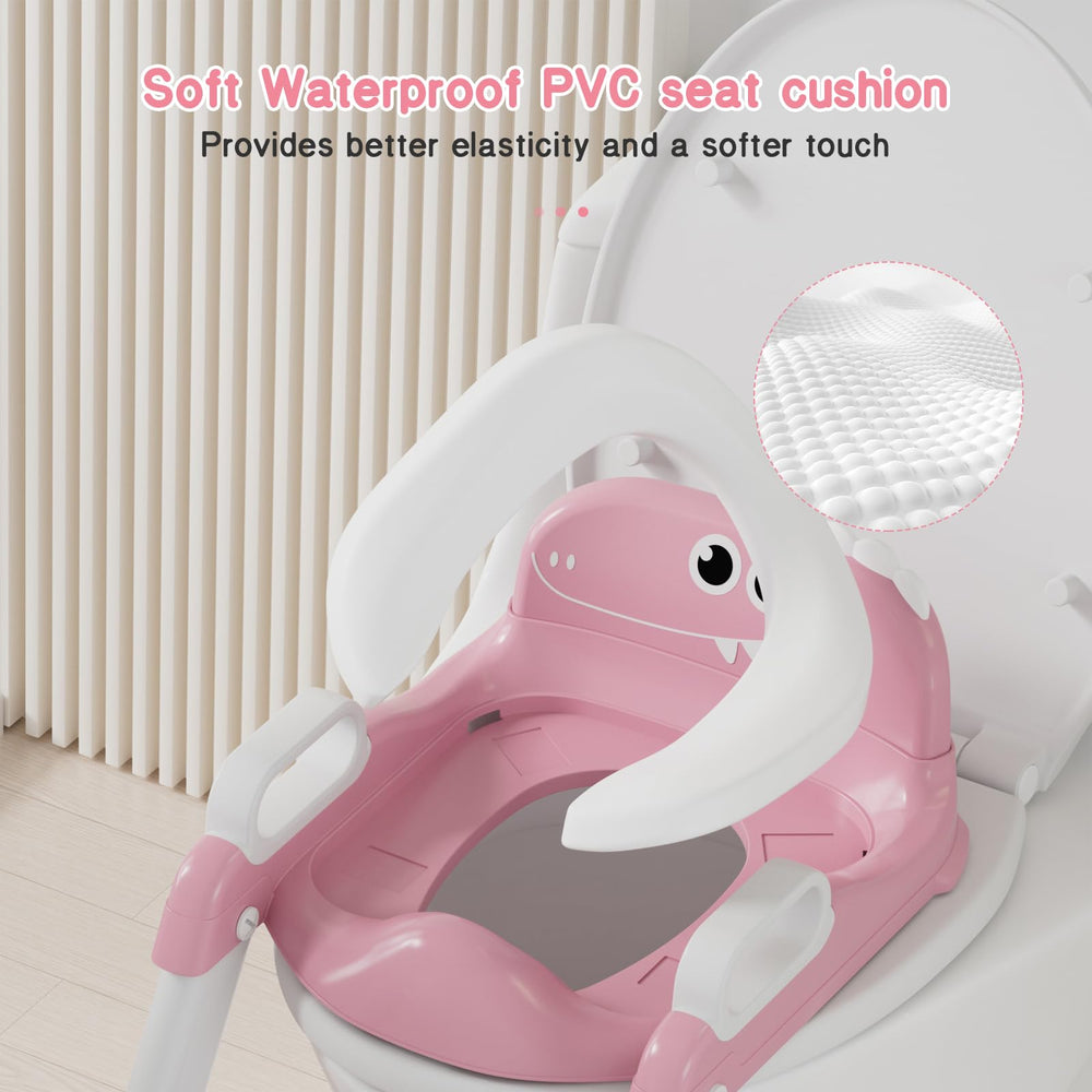 Bonbay potty seat demonstrates six-height adjustments to fit toilets