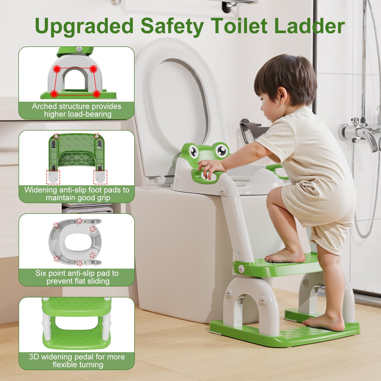 BONBAY Anti-Slip Base keeps the seat steady on the toilet.