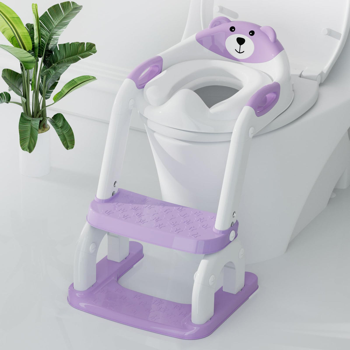 Bonbay potty seat front view with step stool for stable toddler training at home.