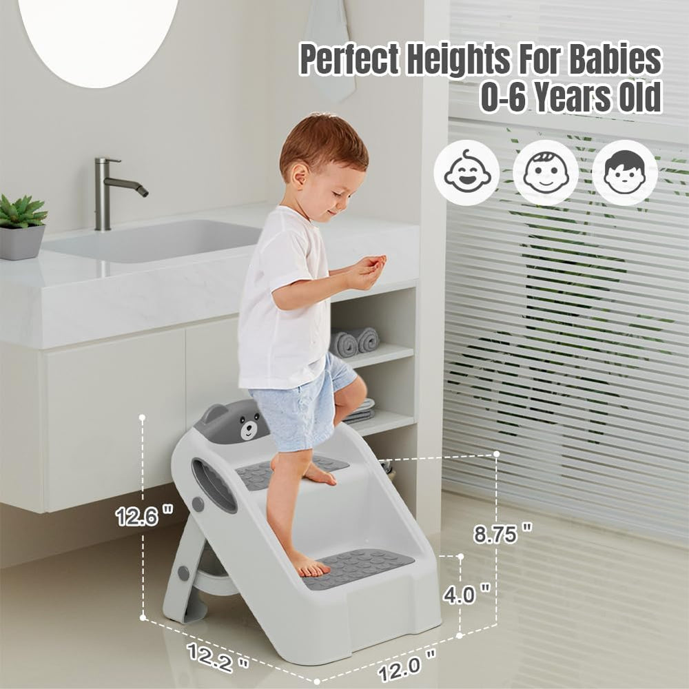 Bonbay stool with non-slip pedals offers secure footing on tile and wood floors.