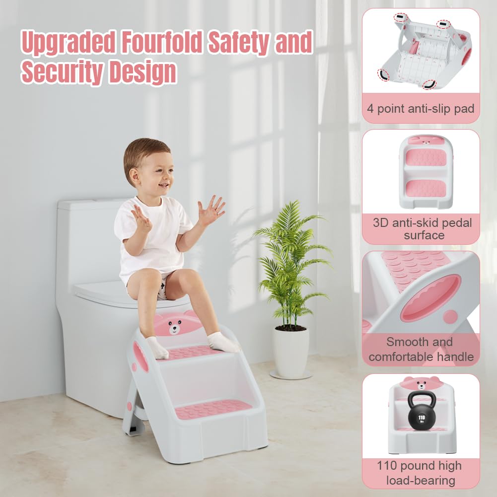 Bonbay toddler step stool features two steps for higher reach.