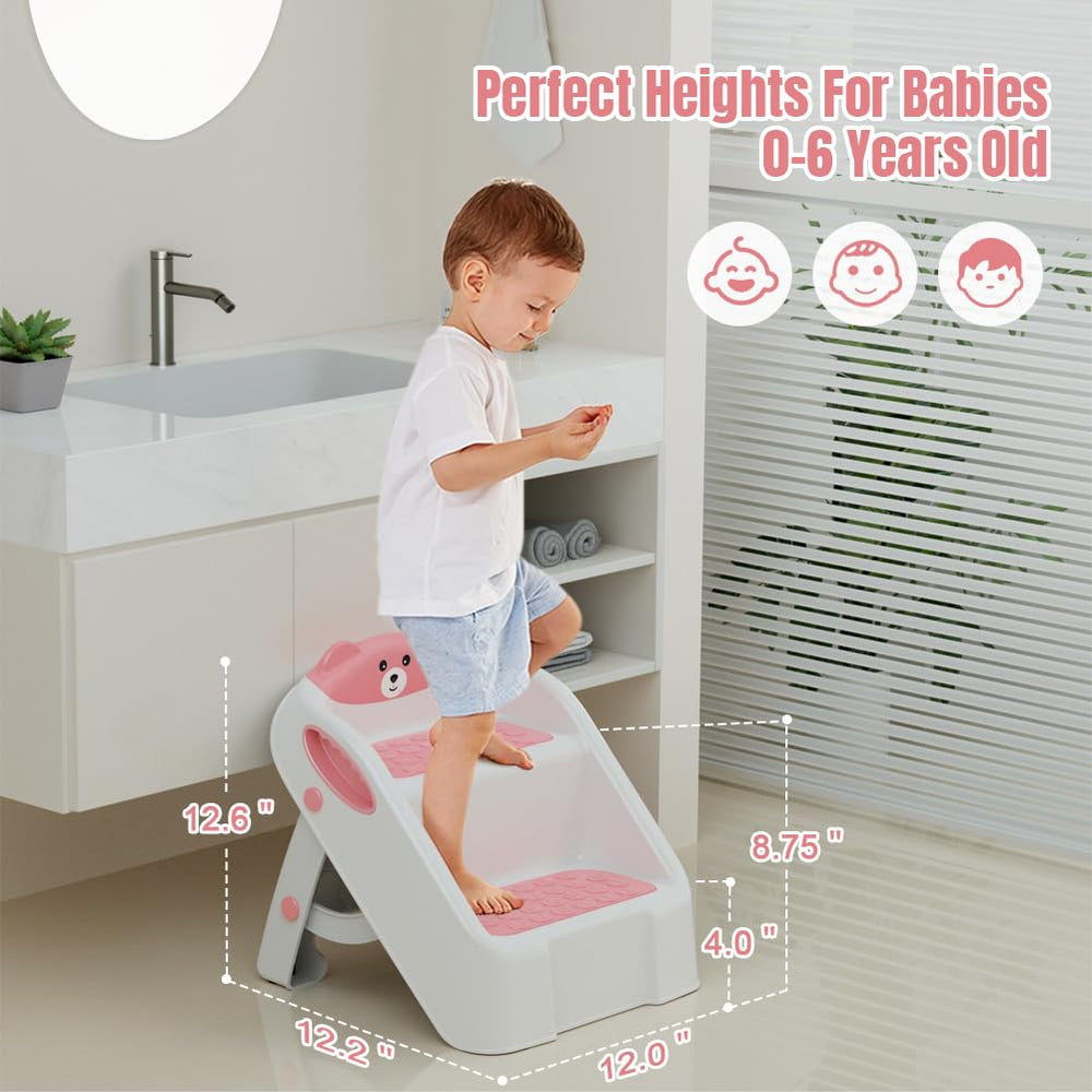 Bonbay toddler step stool with handle provides a secure grip.