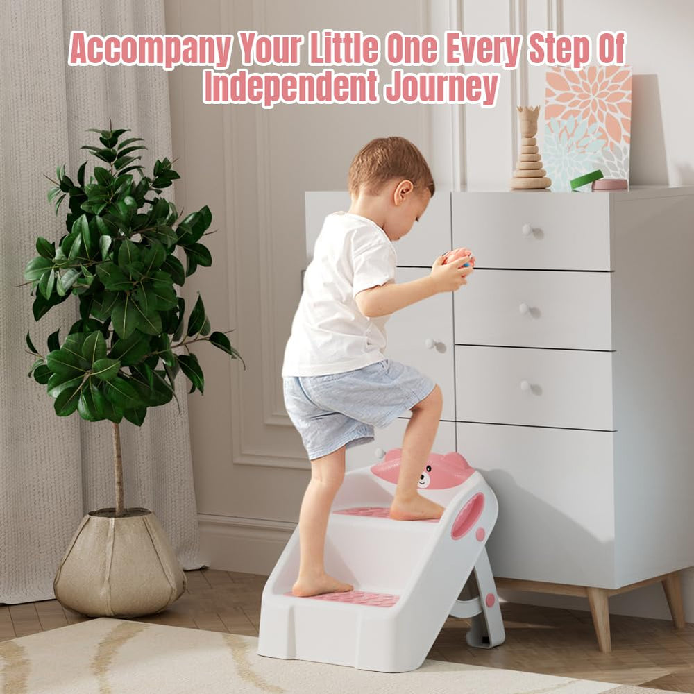 Bonbay toddler step stool in use at the sink to reach safely.