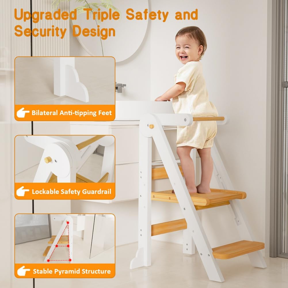 Ideal in kitchen for child to reach counter tasks with Bonbay Tower.