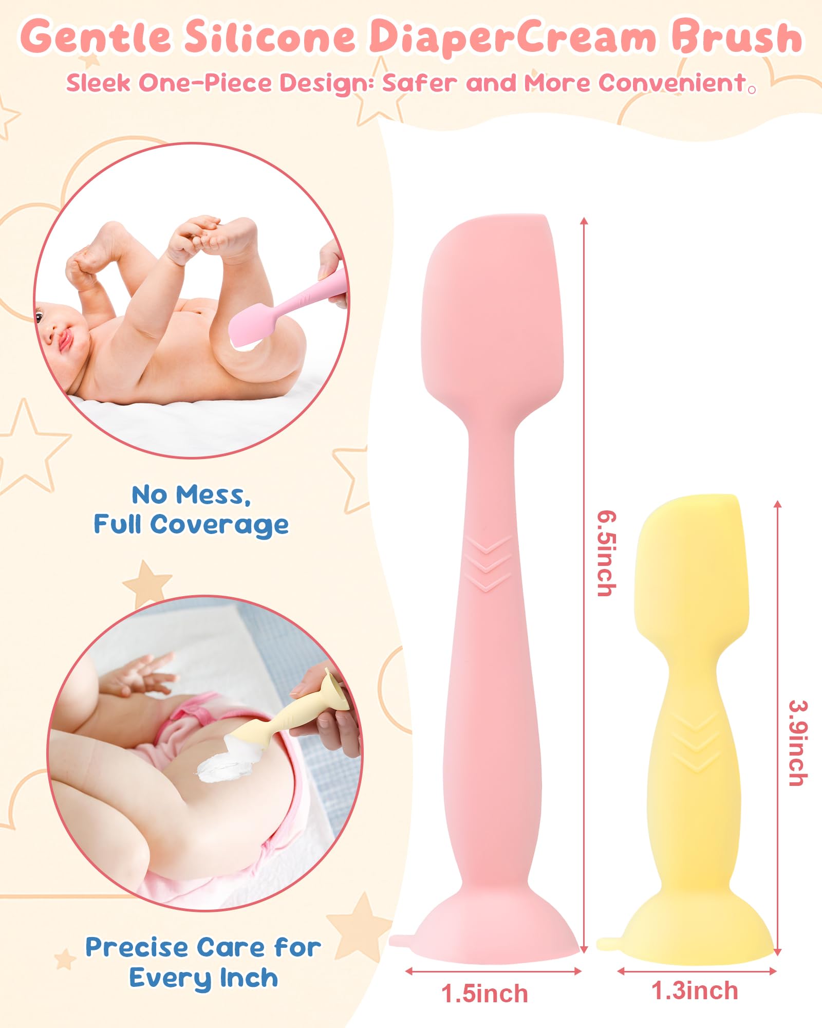 Bonison spatula with suction base keeps it upright during changes.