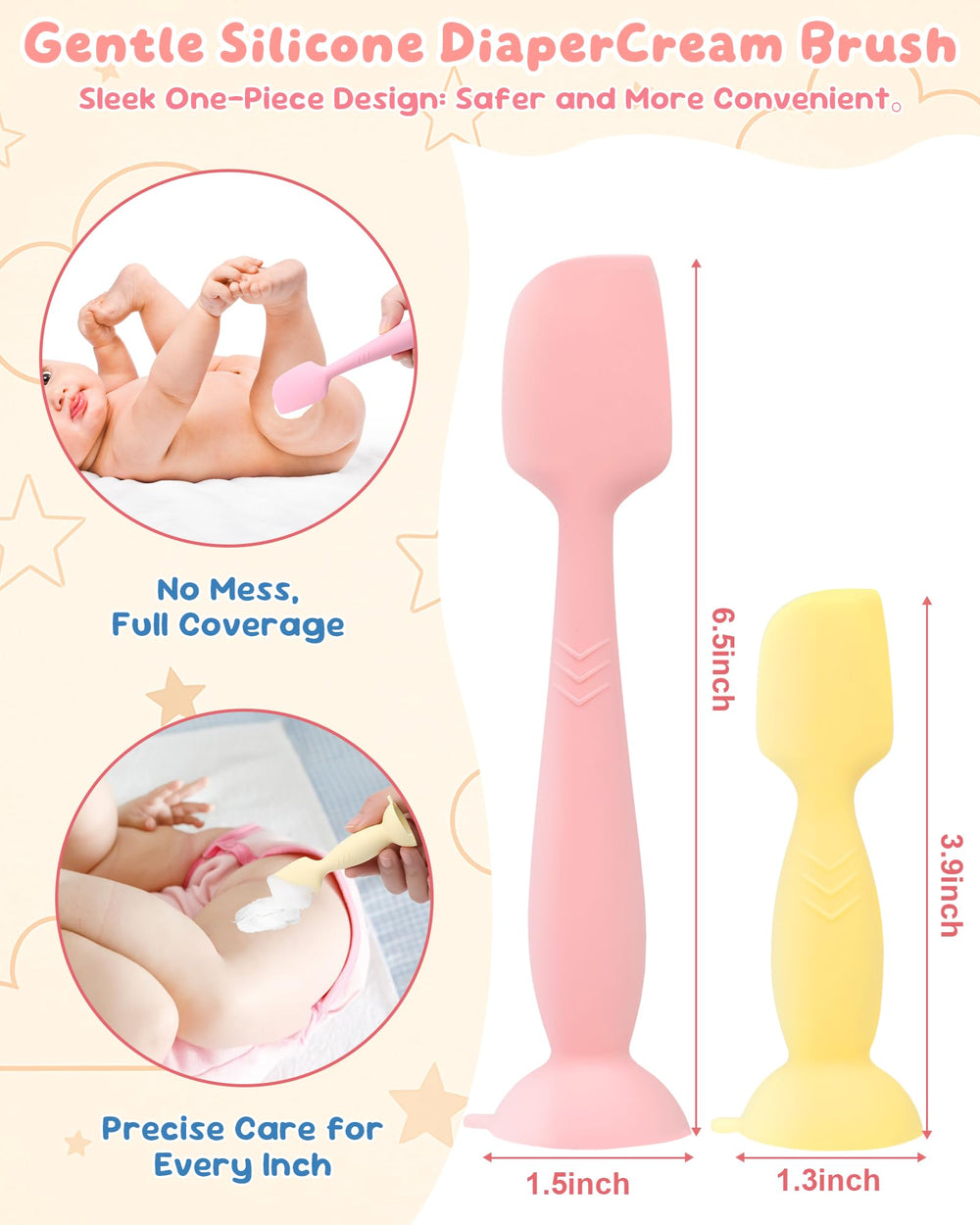 Bonison spatula with suction base keeps it upright during changes.