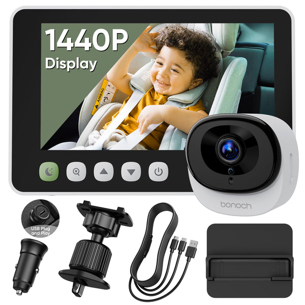 bonoch 5-inch 1440P display showing clear baby monitoring on the move