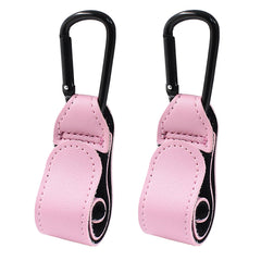 Bonsicoky leather pink stroller hook 2pcs securely holds bags during walks