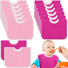 Bonuci full-coverage bib in dark pink, absorbent terry for messy meals.