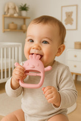 Boobaby teether with grip bar secures tiny hands during use