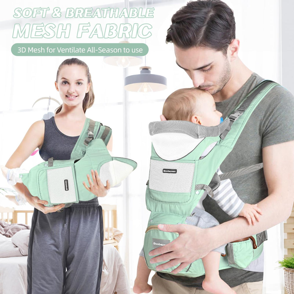 Boobezeen all-seasons green carrier for daily use with baby