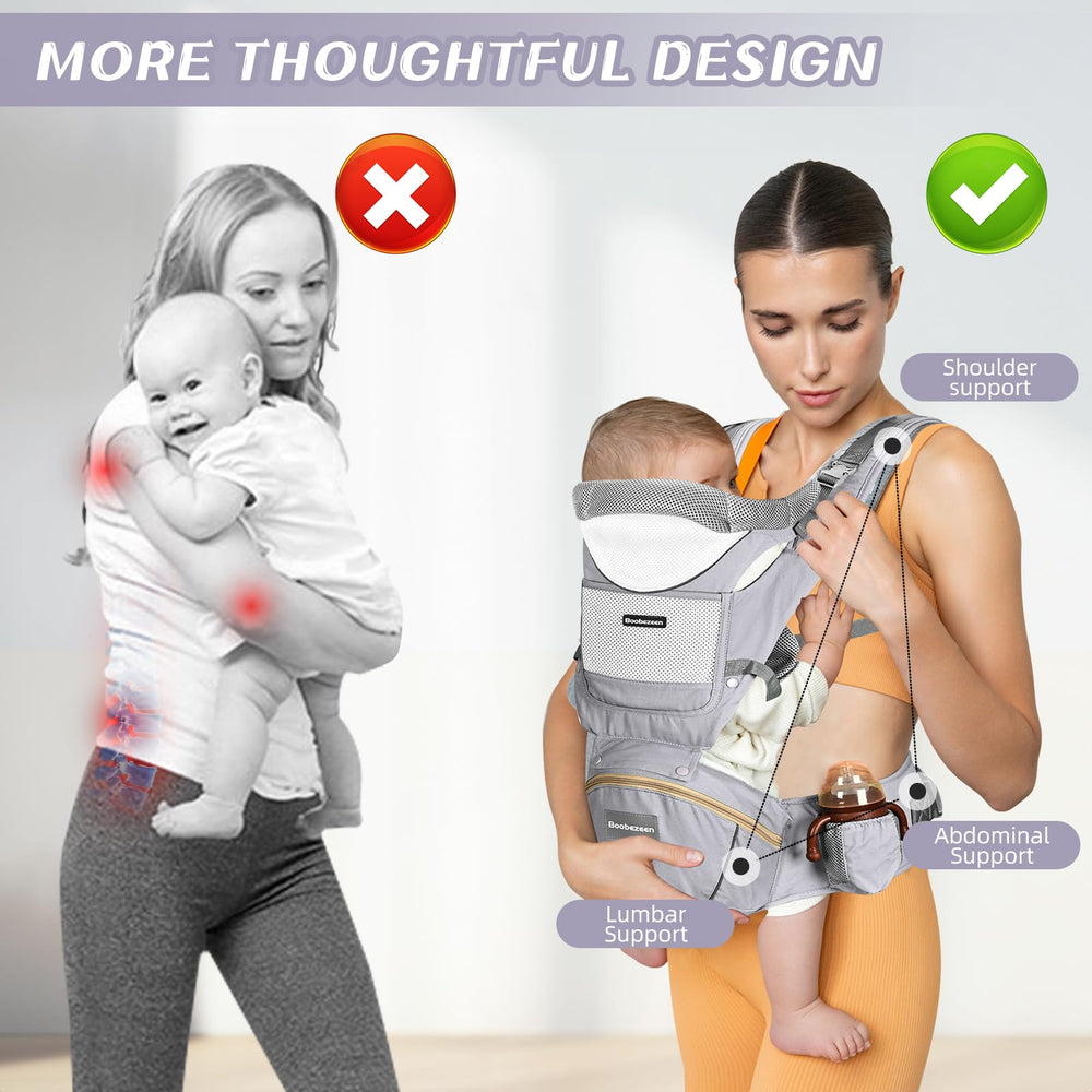 Boobezeen multi-pocket storage keeps essentials within easy reach.