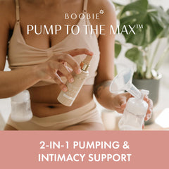 Boobie Pumping Spray applied to flange to reduce friction during pumping
