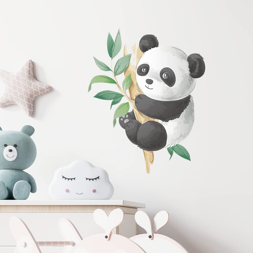 Boodecal bamboo branch panda decal creates a friendly focal point for rooms.