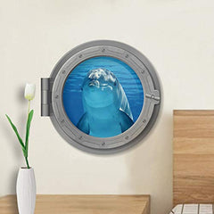 BooDecal dolphin port decal adheres to smooth surfaces like glass or walls for versatile styling.