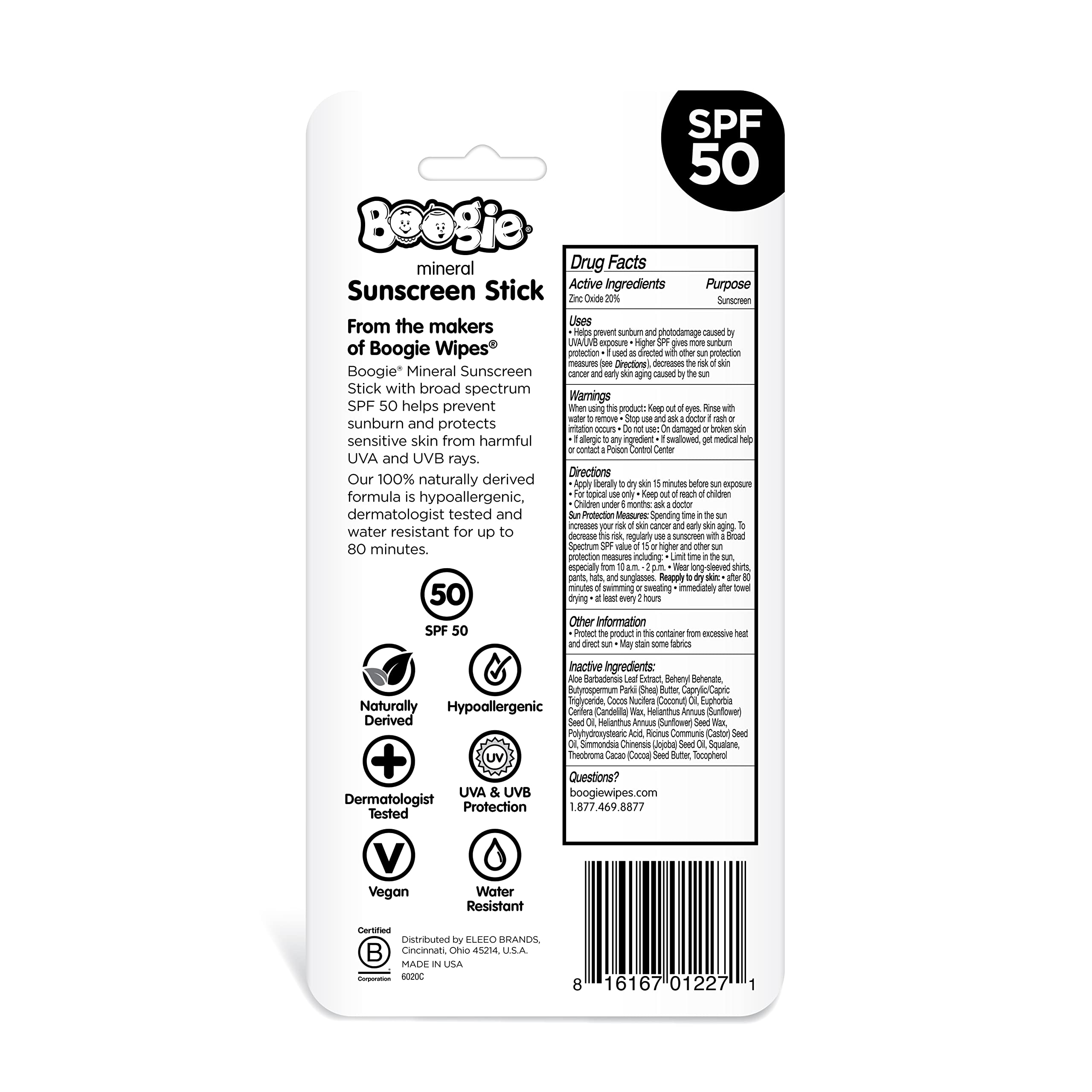 Boogie Block sunscreen stick application shows quick, mess-free coverage.