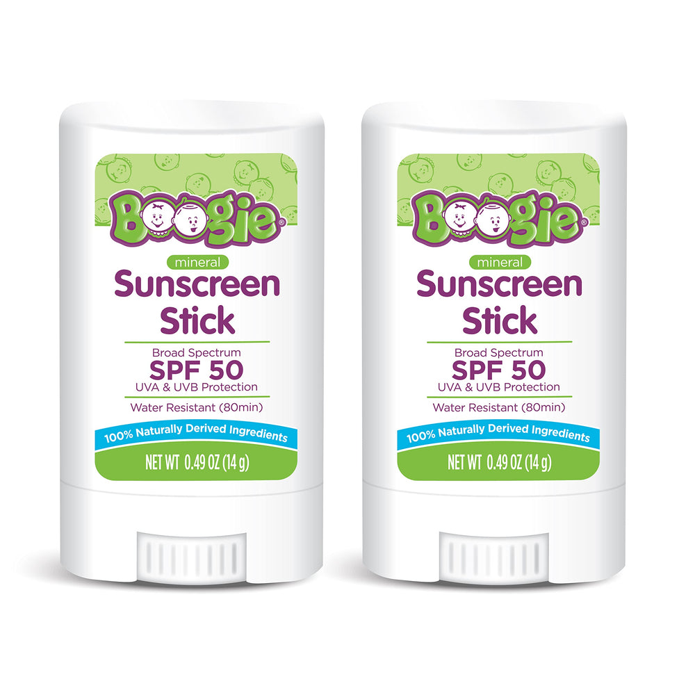 Boogie Block baby sunscreen stick cap view for portable sun protection.