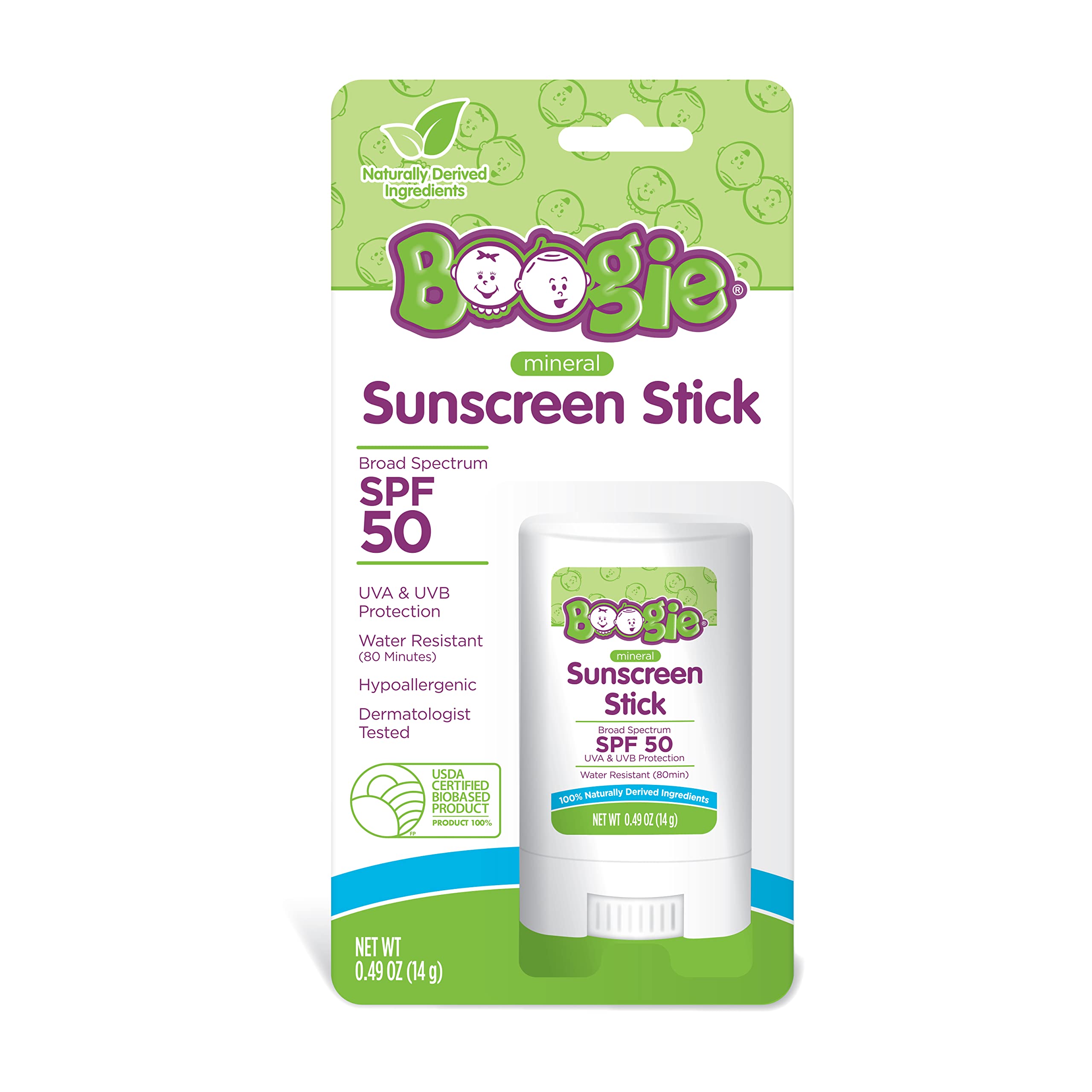 Boogie Block no octinoxate oxybenzone nanoparticles noted on box.