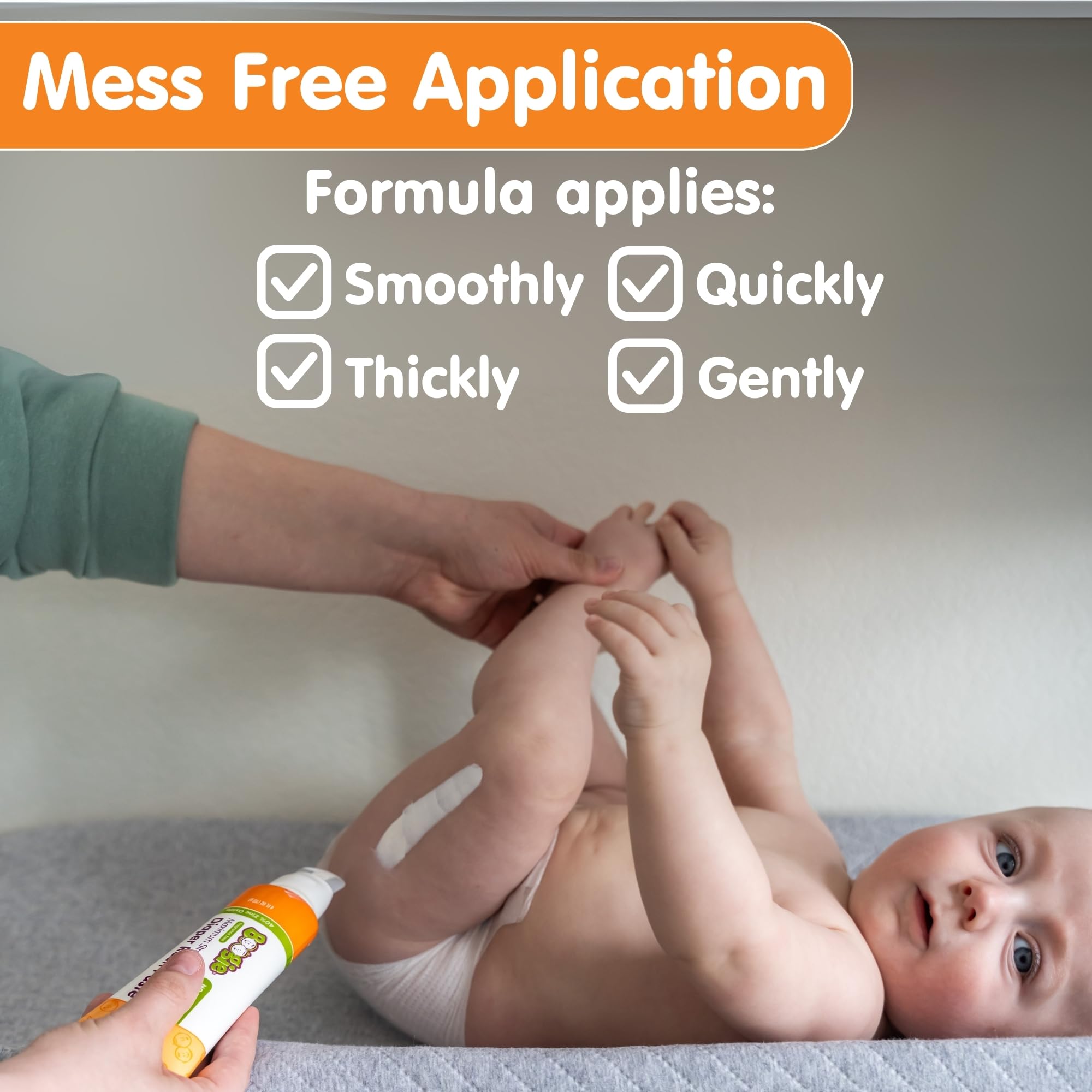 Boogie Diaper Rash Paste applied to baby skin for gentle coverage.